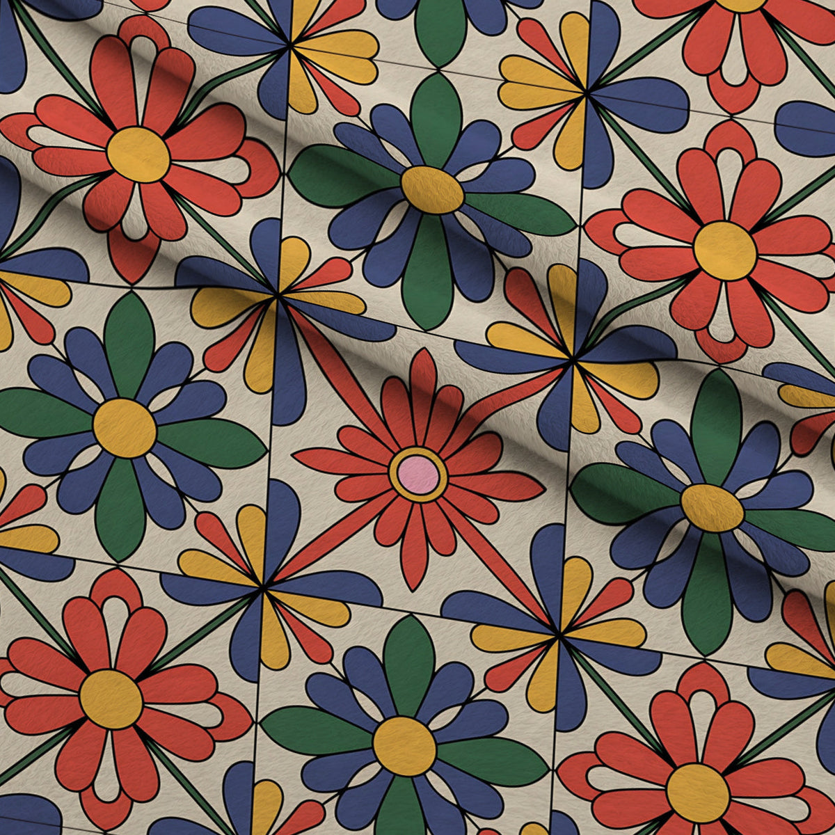 Fiesta Tiles Pattern 25 Fleece Fabric — fleece fabric folded close-up preview (mv-fleece-v1:lying)