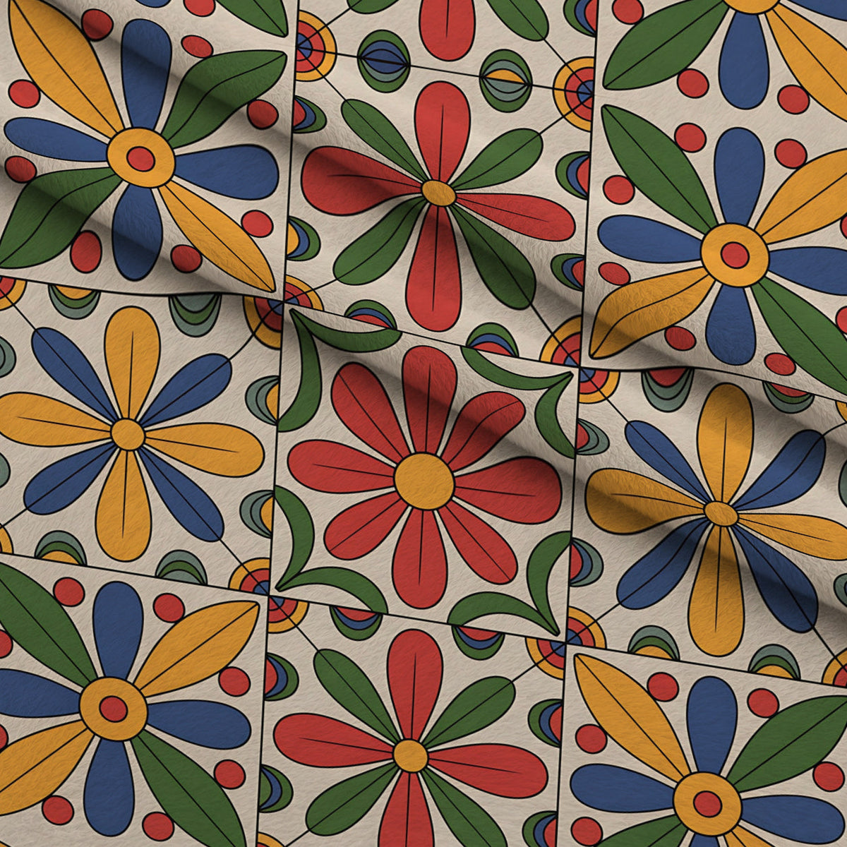 Fiesta Tiles Pattern 26 Fleece Fabric — fleece fabric folded close-up preview (mv-fleece-v1:lying)