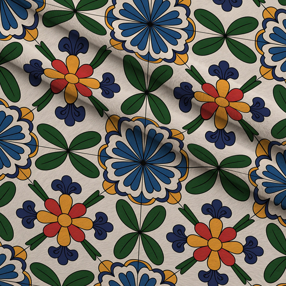Fiesta Tiles Pattern 27 Fleece Fabric — fleece fabric folded close-up preview (mv-fleece-v1:lying)