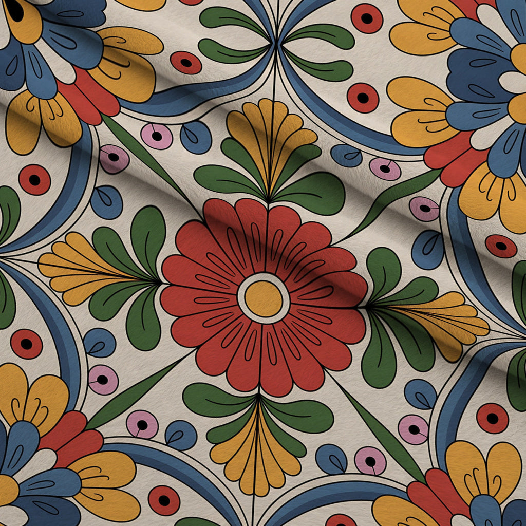 Fiesta Tiles Pattern 3 Fleece Fabric — fleece fabric folded close-up preview (mv-fleece-v1:lying)