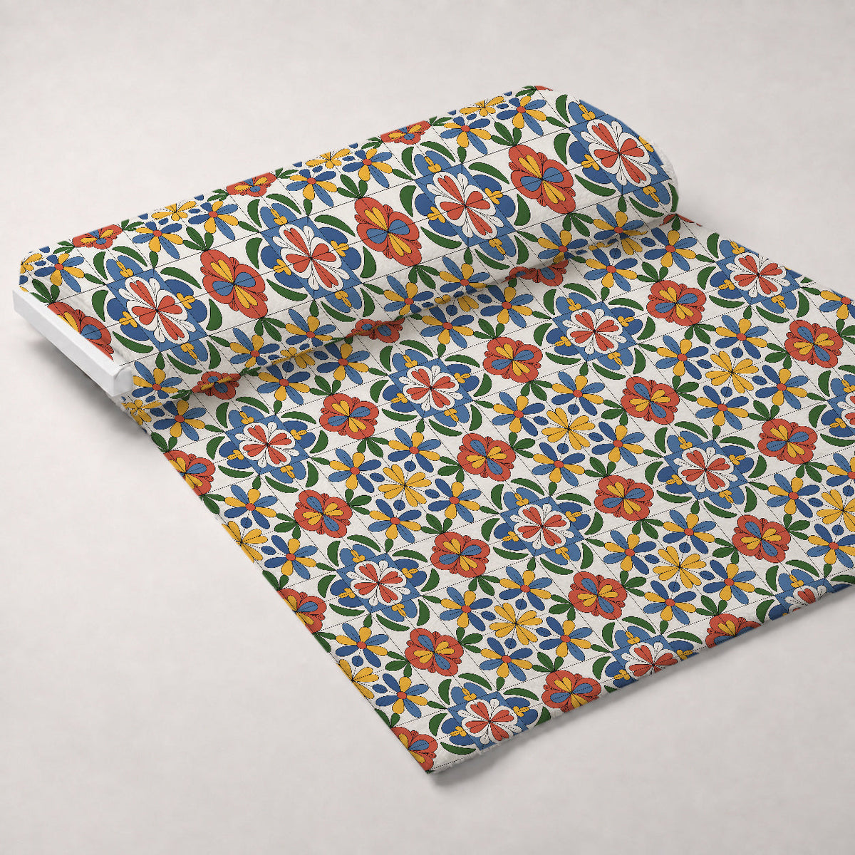 Fiesta Tiles Pattern 30 Fleece Fabric — fleece fabric unrolled bolt preview (mv-fleece-v1:bolt)