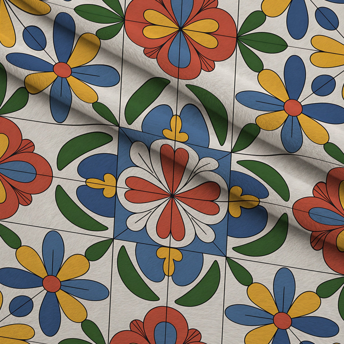 Fiesta Tiles Pattern 30 Fleece Fabric — fleece fabric folded close-up preview (mv-fleece-v1:lying)