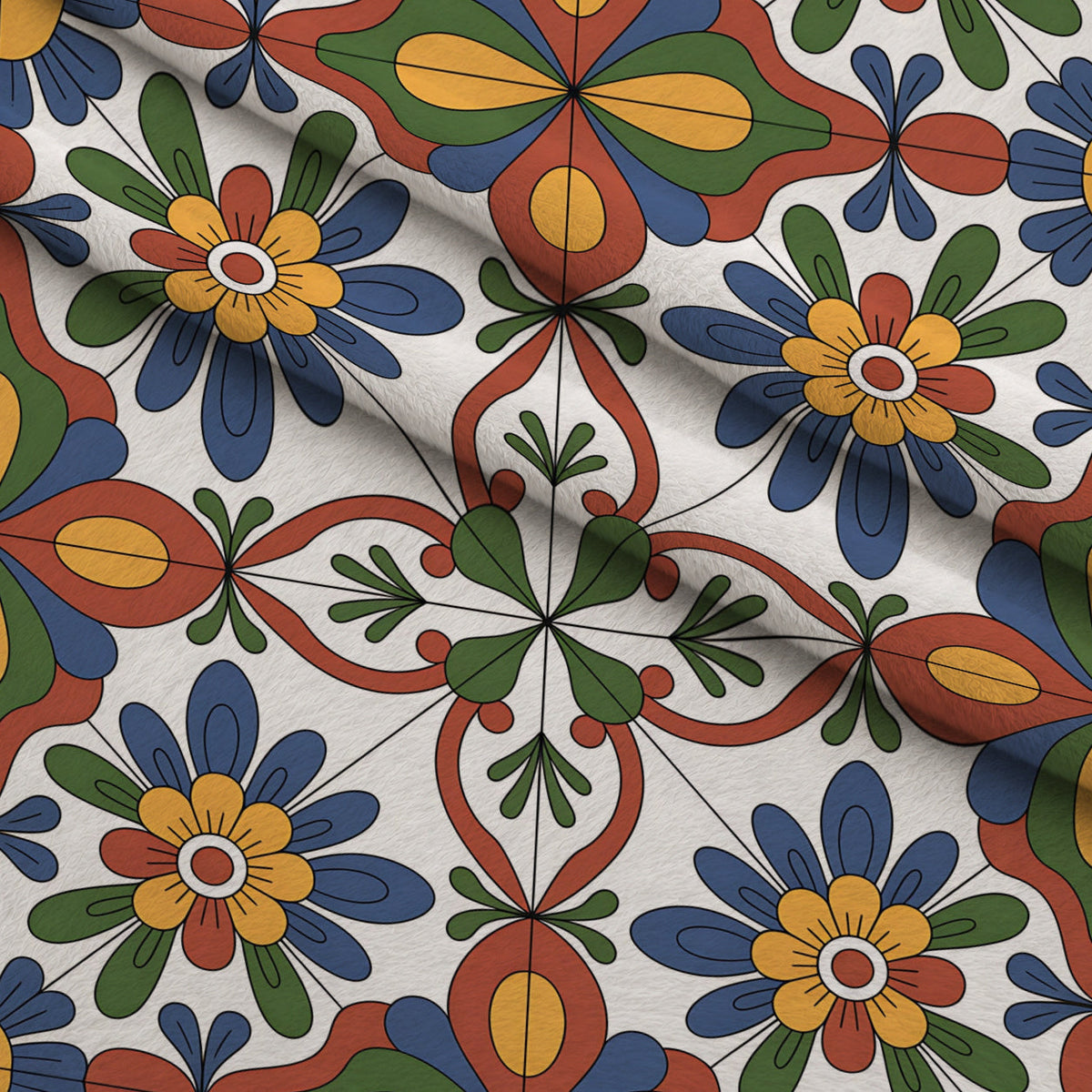 Fiesta Tiles Pattern 31 Fleece Fabric — fleece fabric folded close-up preview (mv-fleece-v1:lying)
