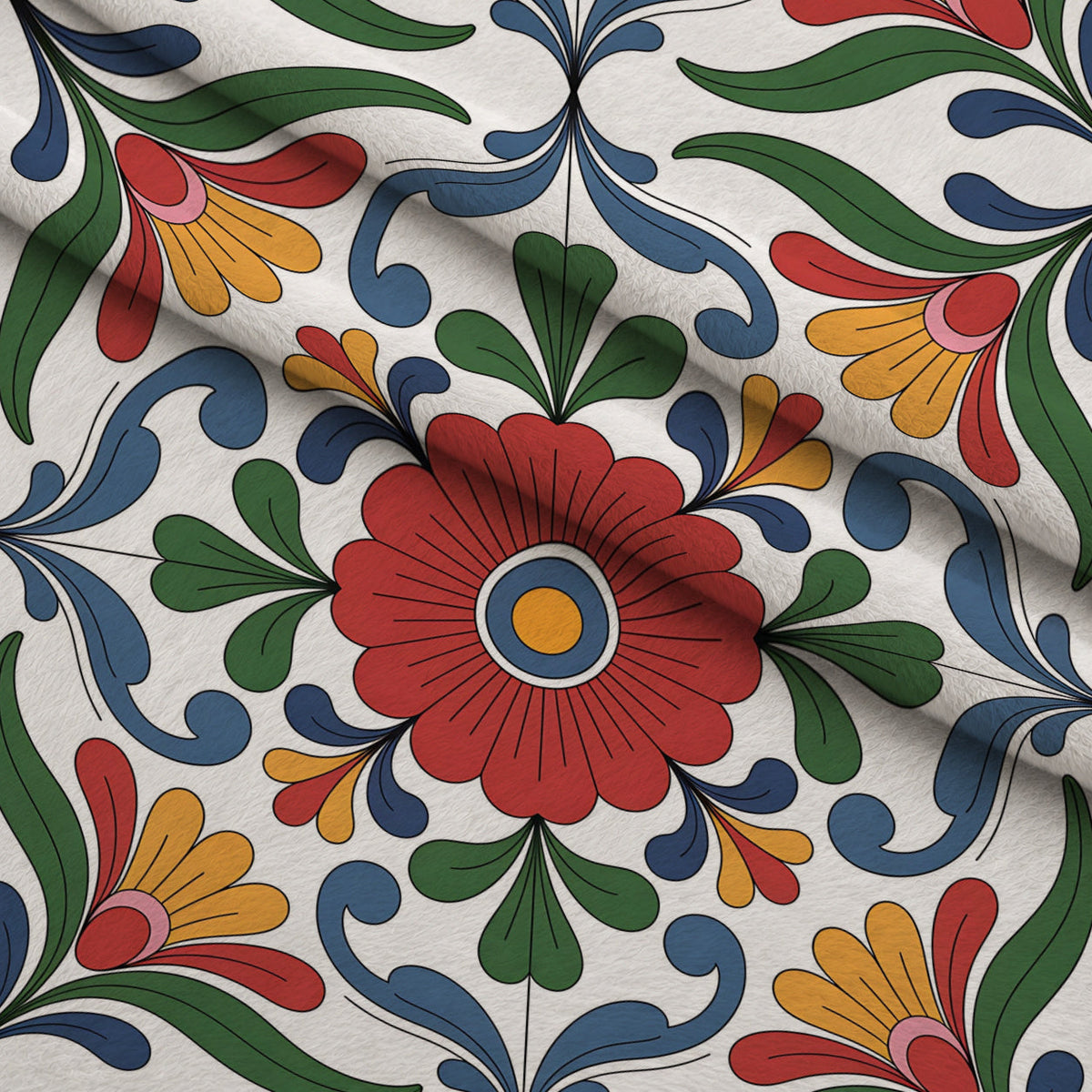 Fiesta Tiles Pattern 4 Fleece Fabric — fleece fabric folded close-up preview (mv-fleece-v1:lying)