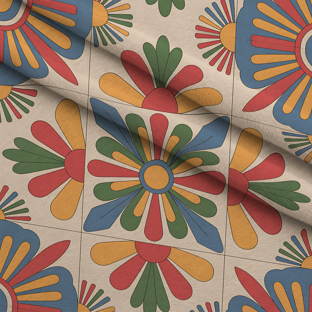 Fiesta Tiles Pattern 5 Fleece Fabric — fleece fabric folded close-up preview (mv-fleece-v1:lying)