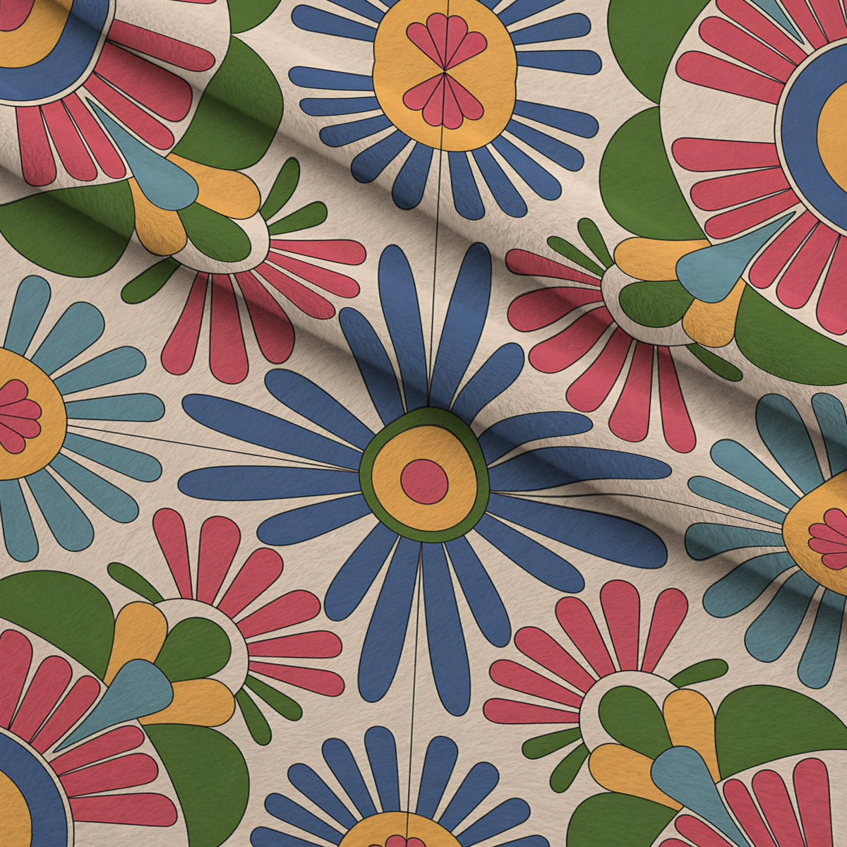 Fiesta Tiles Pattern 6 Fleece Fabric — fleece fabric folded close-up preview (mv-fleece-v1:lying)