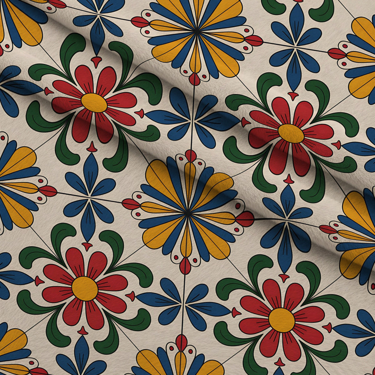 Fiesta Tiles Pattern 8 Fleece Fabric — fleece fabric folded close-up preview (mv-fleece-v1:lying)