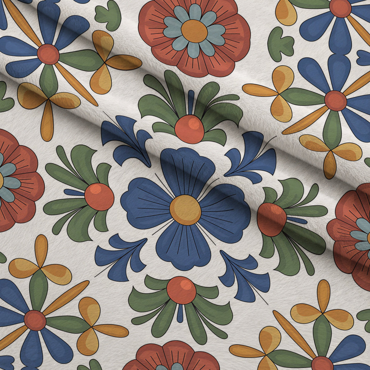 Fiesta Tiles Pattern 9 Fleece Fabric — fleece fabric folded close-up preview (mv-fleece-v1:lying)