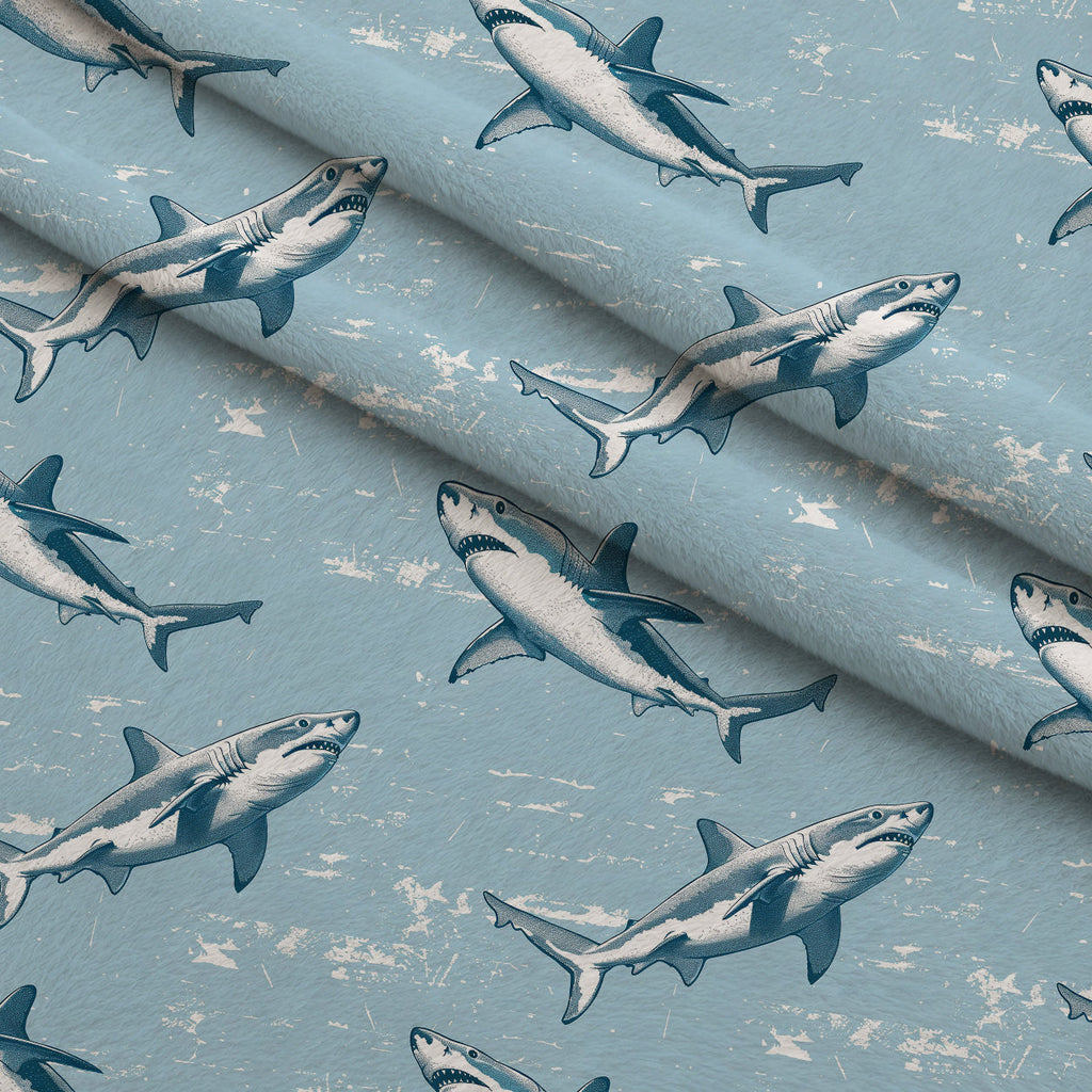 Fin Patrol Pattern 1 Fleece Fabric — fleece fabric folded close-up preview (mv-fleece-v1:lying)