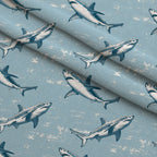 Fin Patrol Pattern 1 Fleece Fabric — fleece fabric folded close-up preview (mv-fleece-v1:lying)