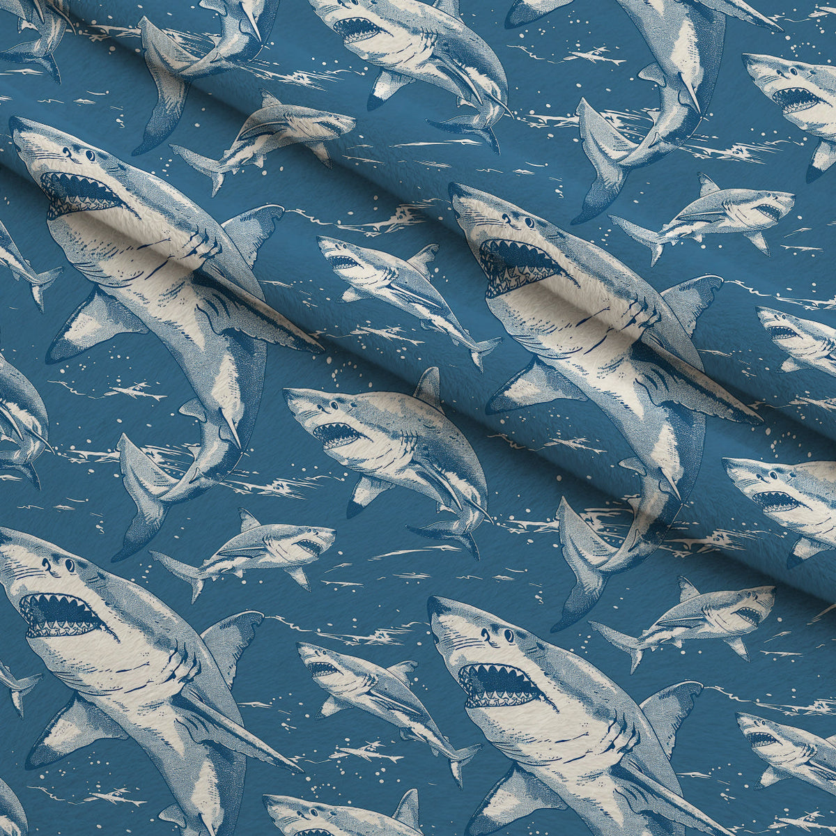 Fin Patrol Pattern 4 Fleece Fabric — fleece fabric folded close-up preview (mv-fleece-v1:lying)