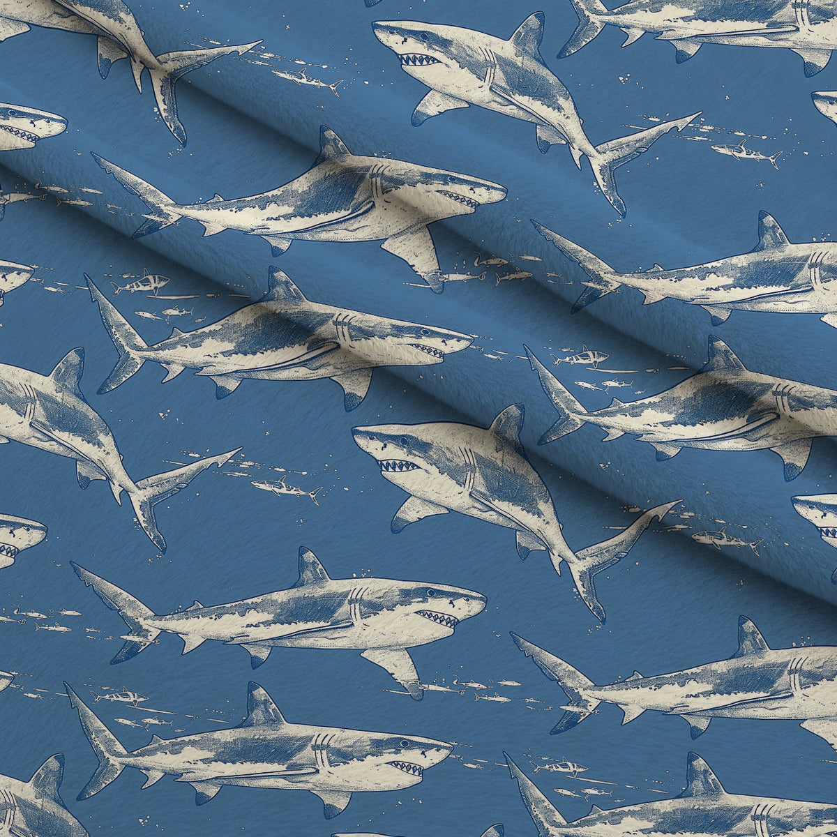 Fin Patrol Pattern 5 Fleece Fabric — fleece fabric folded close-up preview (mv-fleece-v1:lying)