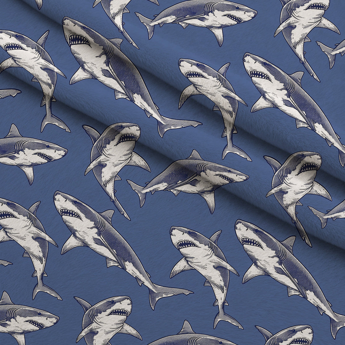 Fin Patrol Pattern 7 Fleece Fabric — fleece fabric folded close-up preview (mv-fleece-v1:lying)