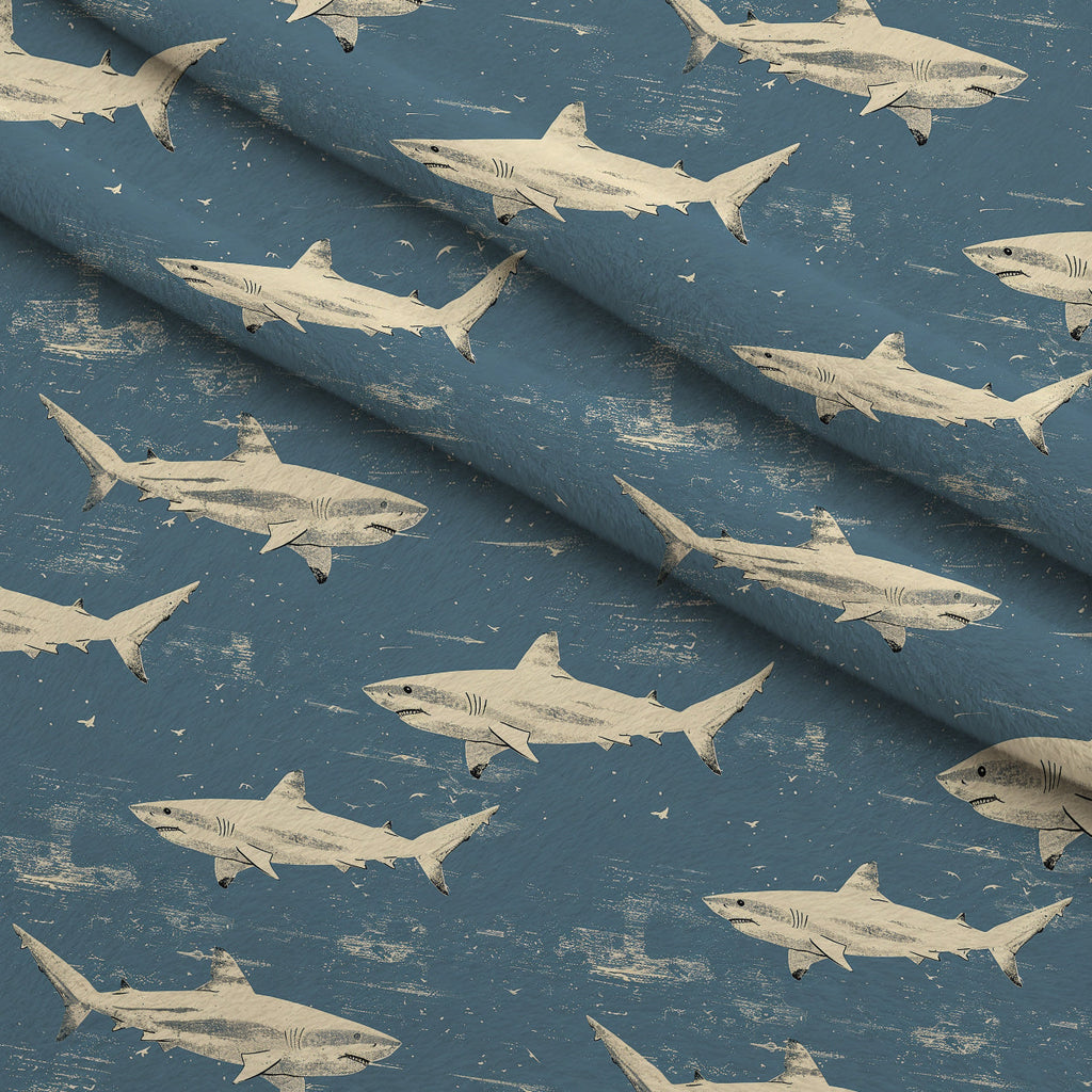 Fin Patrol Pattern 8 Fleece Fabric — fleece fabric folded close-up preview (mv-fleece-v1:lying)