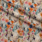 Floral Longhorn Pattern 10 Fleece Fabric — fleece fabric folded close-up preview (mv-fleece-v1:lying)