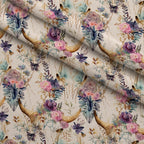 Floral Longhorn Pattern 11 Fleece Fabric — fleece fabric folded close-up preview (mv-fleece-v1:lying)