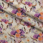 Floral Longhorn Pattern 17 Fleece Fabric — fleece fabric folded close-up preview (mv-fleece-v1:lying)