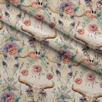 Floral Longhorn Pattern 19 Fleece Fabric — fleece fabric folded close-up preview (mv-fleece-v1:lying)