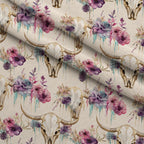 Floral Longhorn Pattern 20 Fleece Fabric — fleece fabric folded close-up preview (mv-fleece-v1:lying)