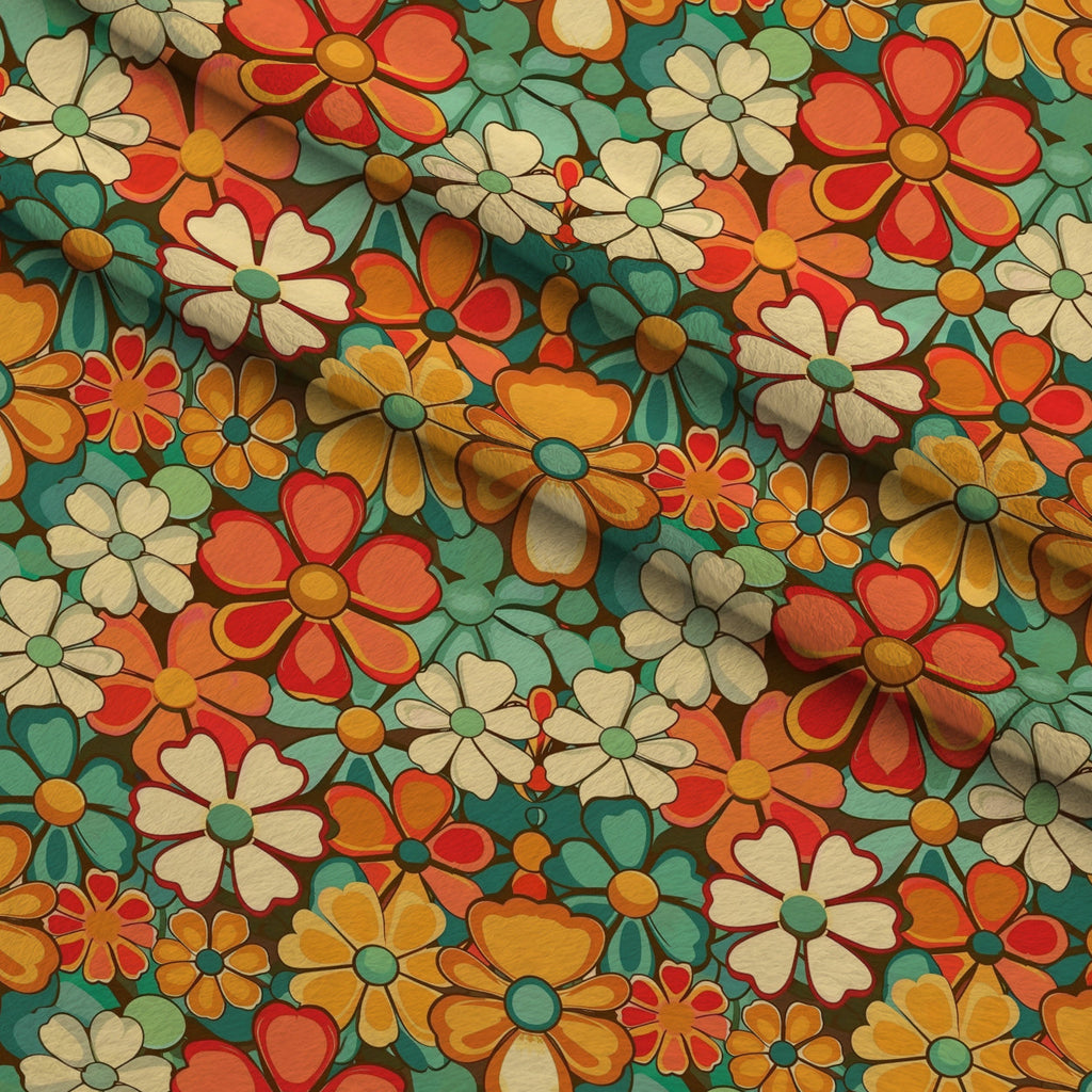 Flower Power Pattern 1 Fleece Fabric — fleece fabric folded close-up preview (mv-fleece-v1:lying)