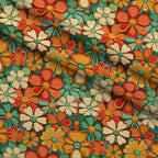 Flower Power Pattern 1 Fleece Fabric — fleece fabric folded close-up preview (mv-fleece-v1:lying)