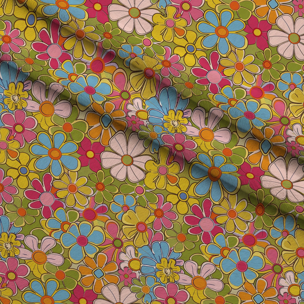 Flower Power Pattern 12 Fleece Fabric — fleece fabric folded close-up preview (mv-fleece-v1:lying)