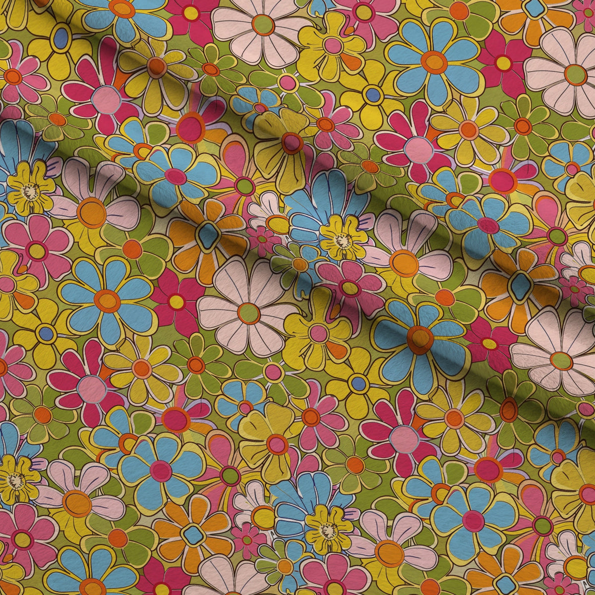 Flower Power Pattern 12 Fleece Fabric — fleece fabric folded close-up preview (mv-fleece-v1:lying)