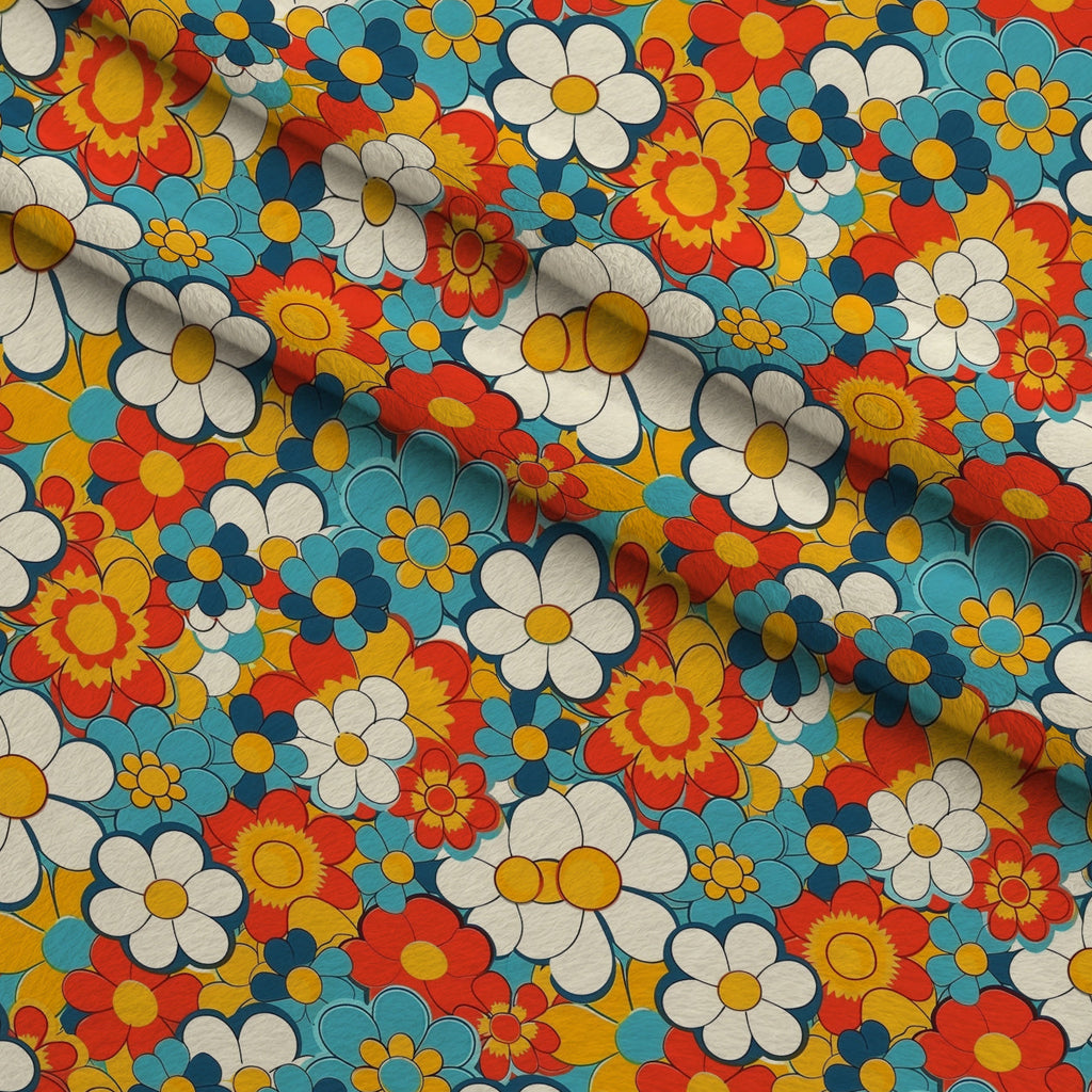 Flower Power Pattern 13 Fleece Fabric — fleece fabric folded close-up preview (mv-fleece-v1:lying)