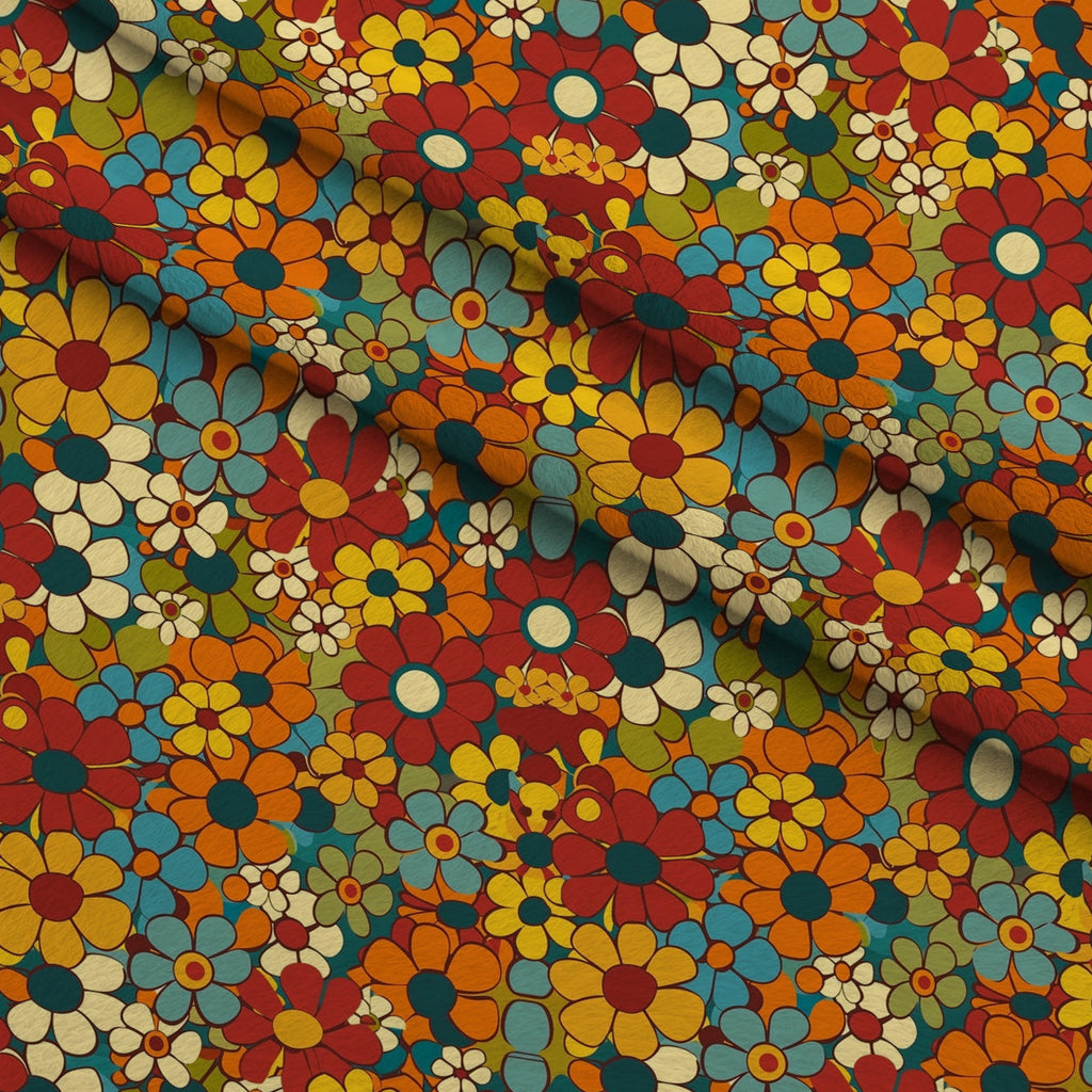 Flower Power Pattern 15 Fleece Fabric — fleece fabric folded close-up preview (mv-fleece-v1:lying)