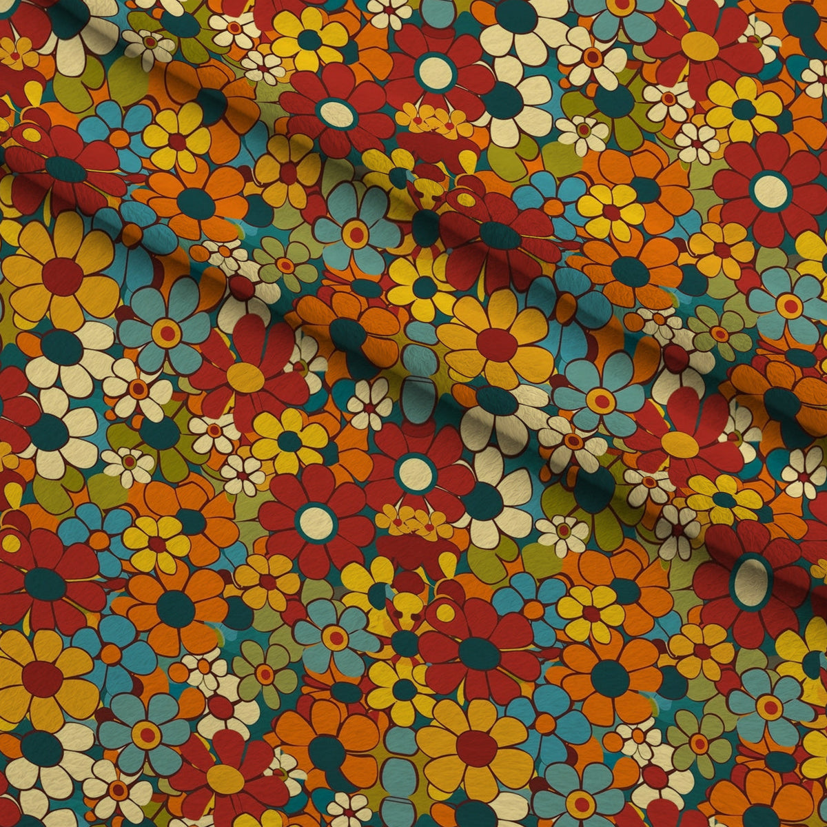 Flower Power Pattern 15 Fleece Fabric — fleece fabric folded close-up preview (mv-fleece-v1:lying)