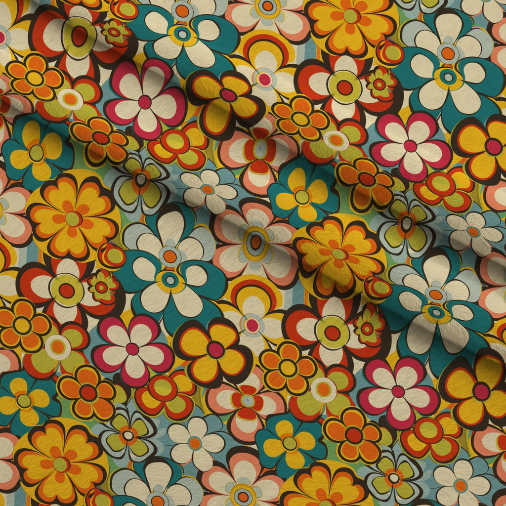 Flower Power Pattern 16 Fleece Fabric — fleece fabric folded close-up preview (mv-fleece-v1:lying)