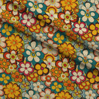 Flower Power Pattern 16 Fleece Fabric — fleece fabric folded close-up preview (mv-fleece-v1:lying)