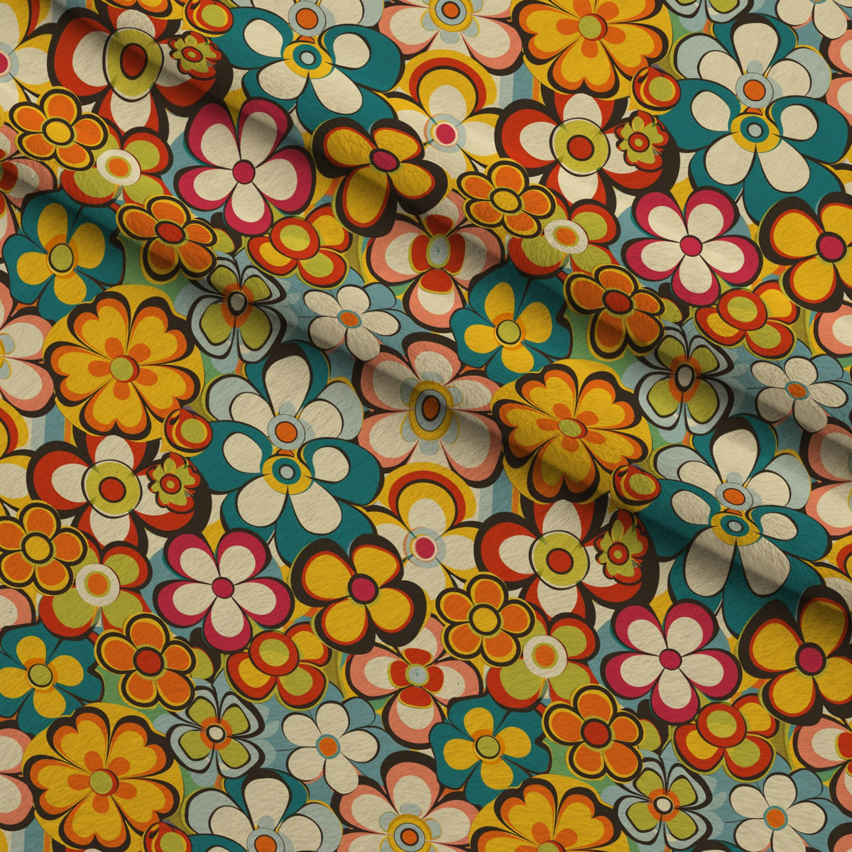 Flower Power Pattern 16 Fleece Fabric — fleece fabric folded close-up preview (mv-fleece-v1:lying)