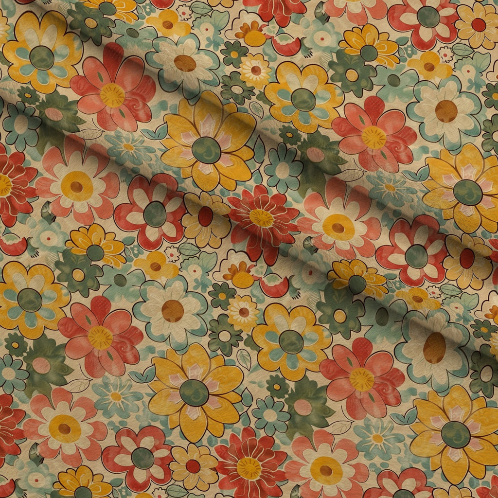 Flower Power Pattern 19 Fleece Fabric — fleece fabric folded close-up preview (mv-fleece-v1:lying)