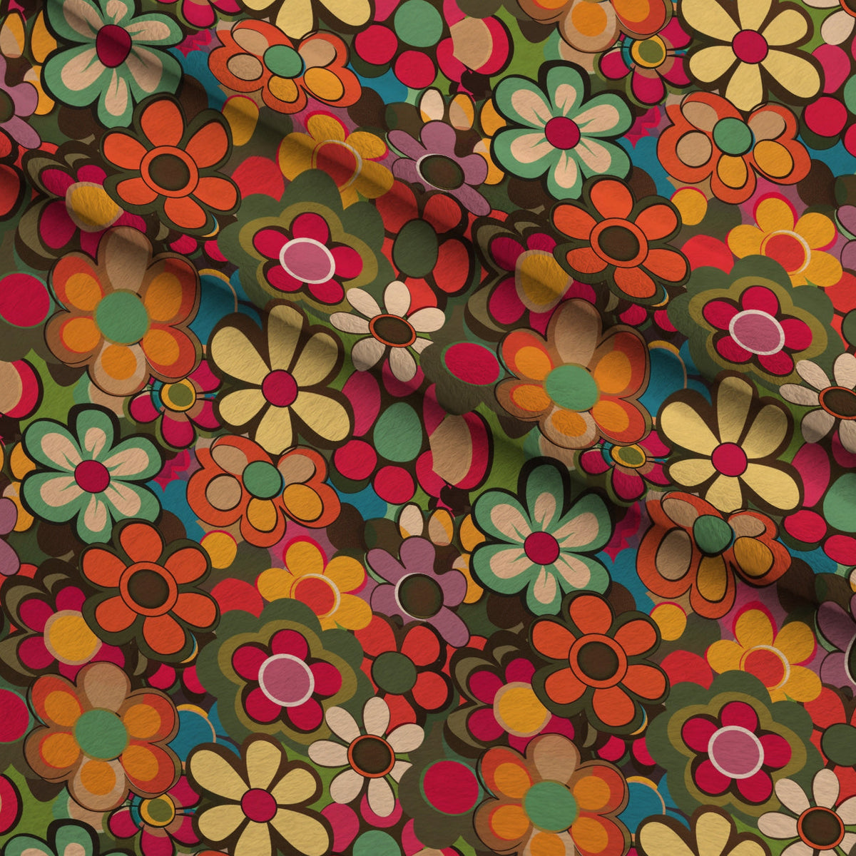 Flower Power Pattern 2 Fleece Fabric — fleece fabric folded close-up preview (mv-fleece-v1:lying)