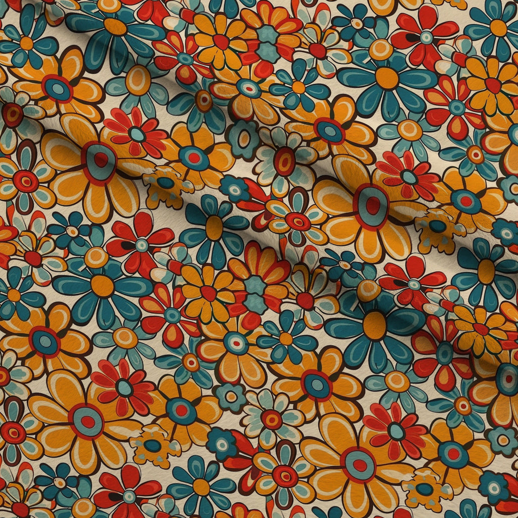 Flower Power Pattern 22 Fleece Fabric — fleece fabric folded close-up preview (mv-fleece-v1:lying)