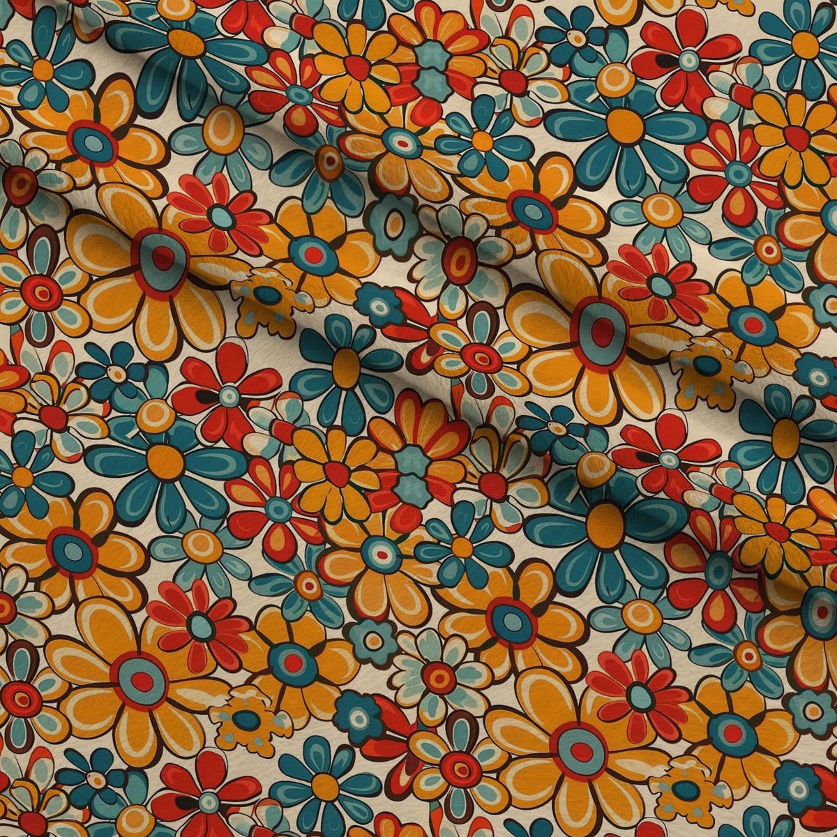 Flower Power Pattern 22 Fleece Fabric — fleece fabric folded close-up preview (mv-fleece-v1:lying)