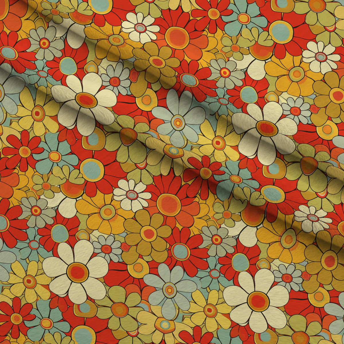 Flower Power Pattern 3 Fleece Fabric — fleece fabric folded close-up preview (mv-fleece-v1:lying)