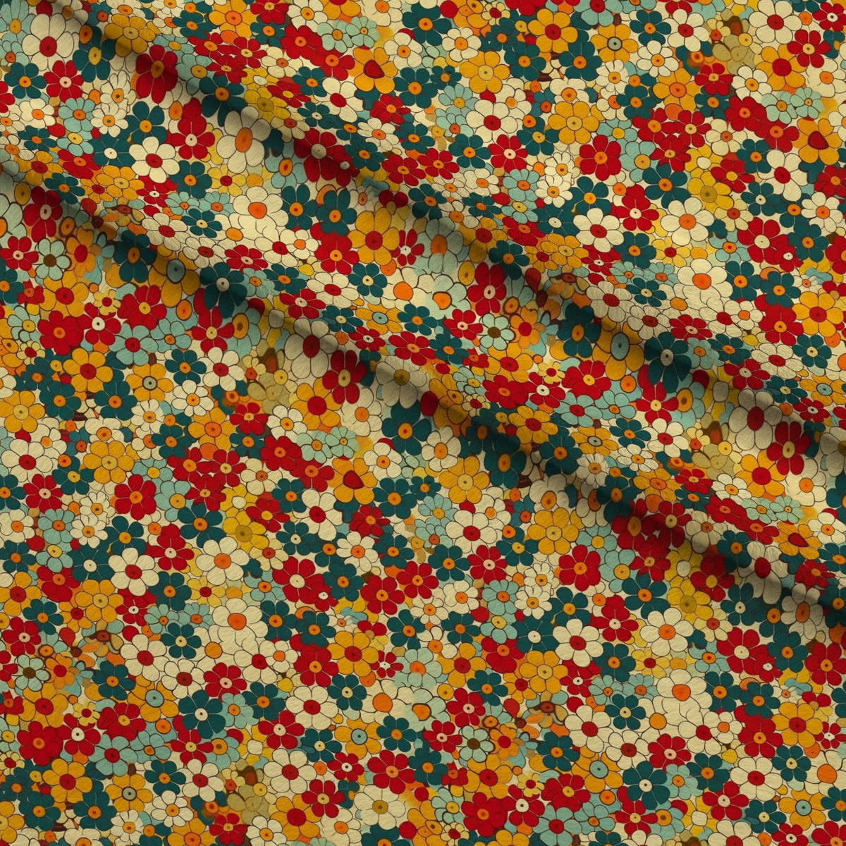 Flower Power Pattern 7 Fleece Fabric — fleece fabric folded close-up preview (mv-fleece-v1:lying)