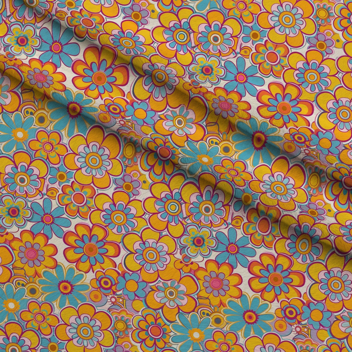 Flower Power Pattern 8 Fleece Fabric — fleece fabric folded close-up preview (mv-fleece-v1:lying)