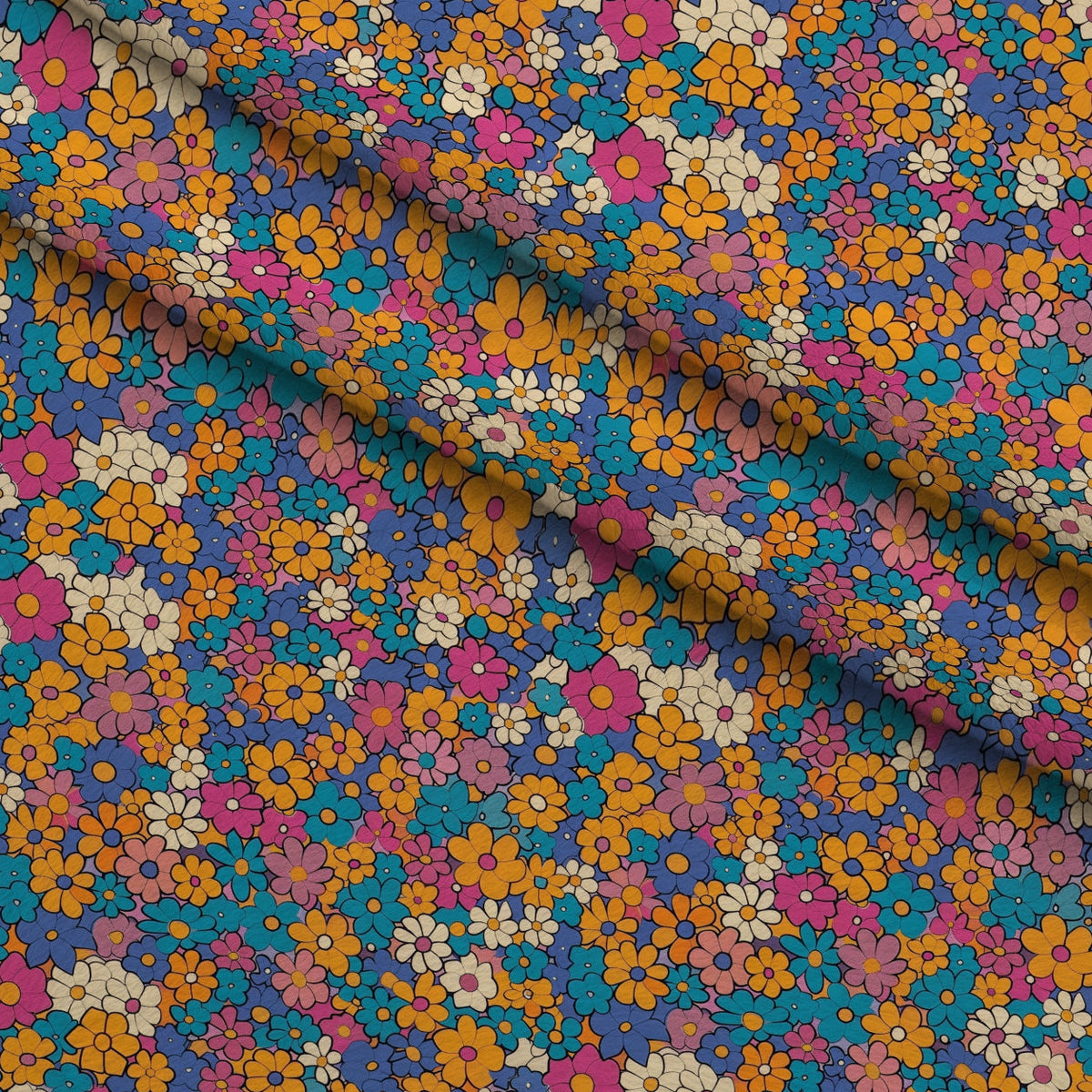 Flower Power Pattern 9 Fleece Fabric — fleece fabric folded close-up preview (mv-fleece-v1:lying)
