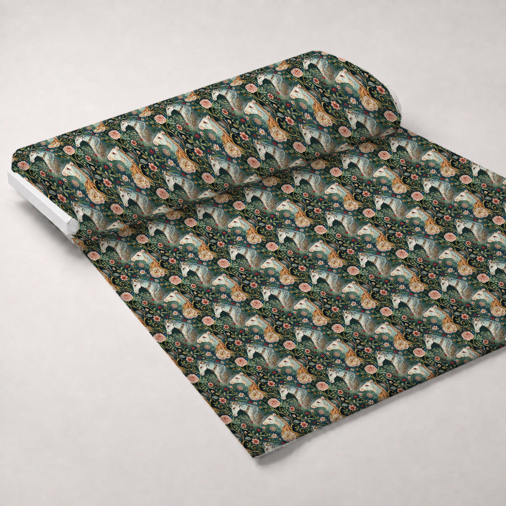 Flowers and Horses Fleece Fabric — fleece fabric unrolled bolt preview (mv-fleece-v1:bolt)