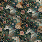 Flowers and Horses Fleece Fabric — fleece fabric folded close-up preview (mv-fleece-v1:lying)