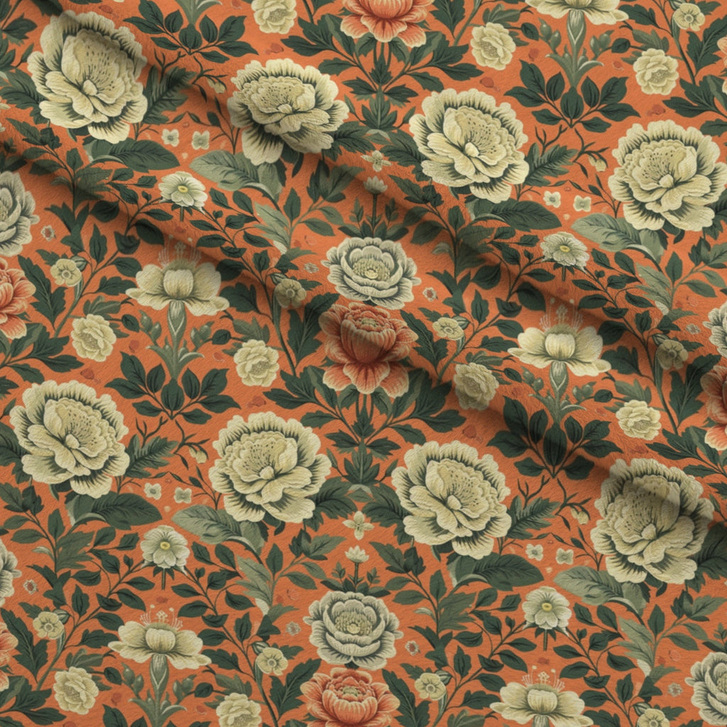 Folklore Blooms Pattern 11 Fleece Fabric — fleece fabric folded close-up preview (mv-fleece-v1:lying)