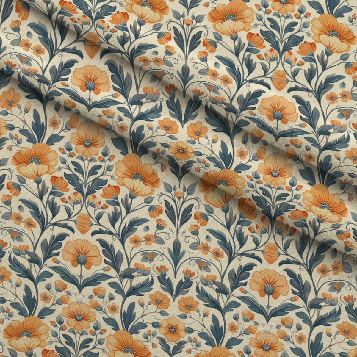 Folklore Blooms Pattern 14 Fleece Fabric — fleece fabric folded close-up preview (mv-fleece-v1:lying)