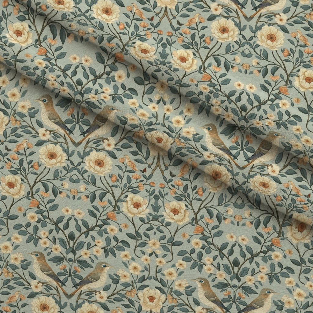 Folklore Blooms Pattern 6 Fleece Fabric — fleece fabric folded close-up preview (mv-fleece-v1:lying)