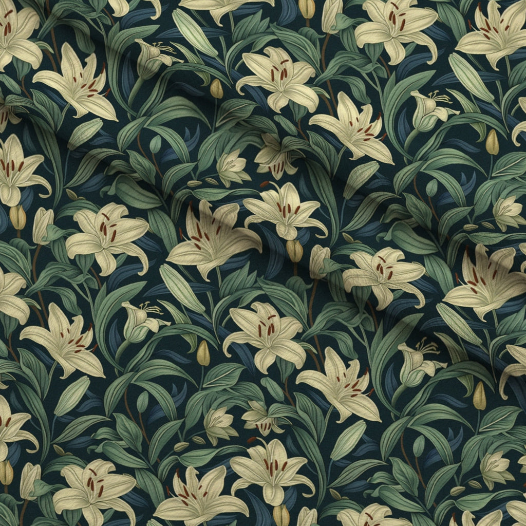 Folklore Blooms Pattern 7 Fleece Fabric — fleece fabric folded close-up preview (mv-fleece-v1:lying)