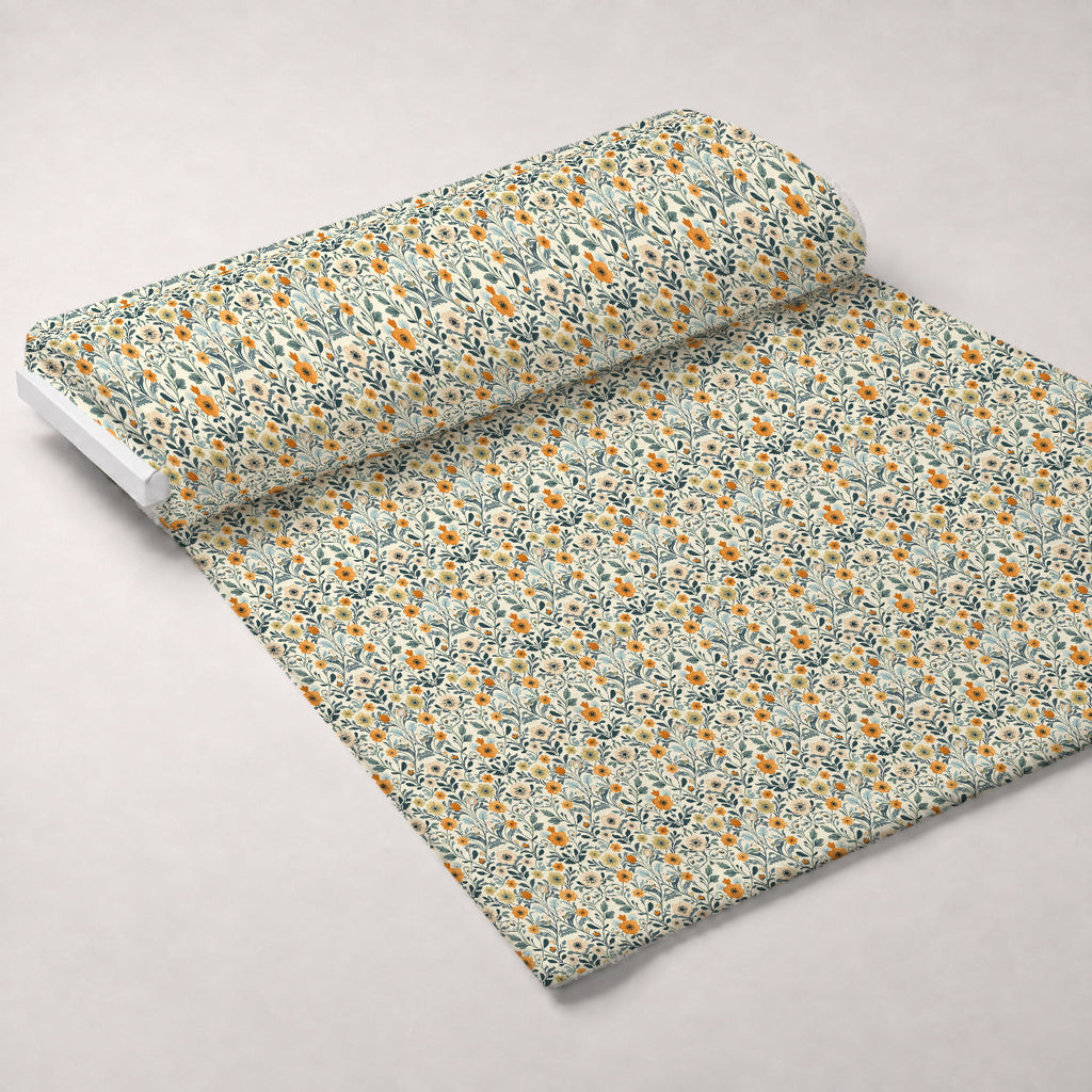 Folklore Blooms Pattern 9 Fleece Fabric — fleece fabric unrolled bolt preview (mv-fleece-v1:bolt)