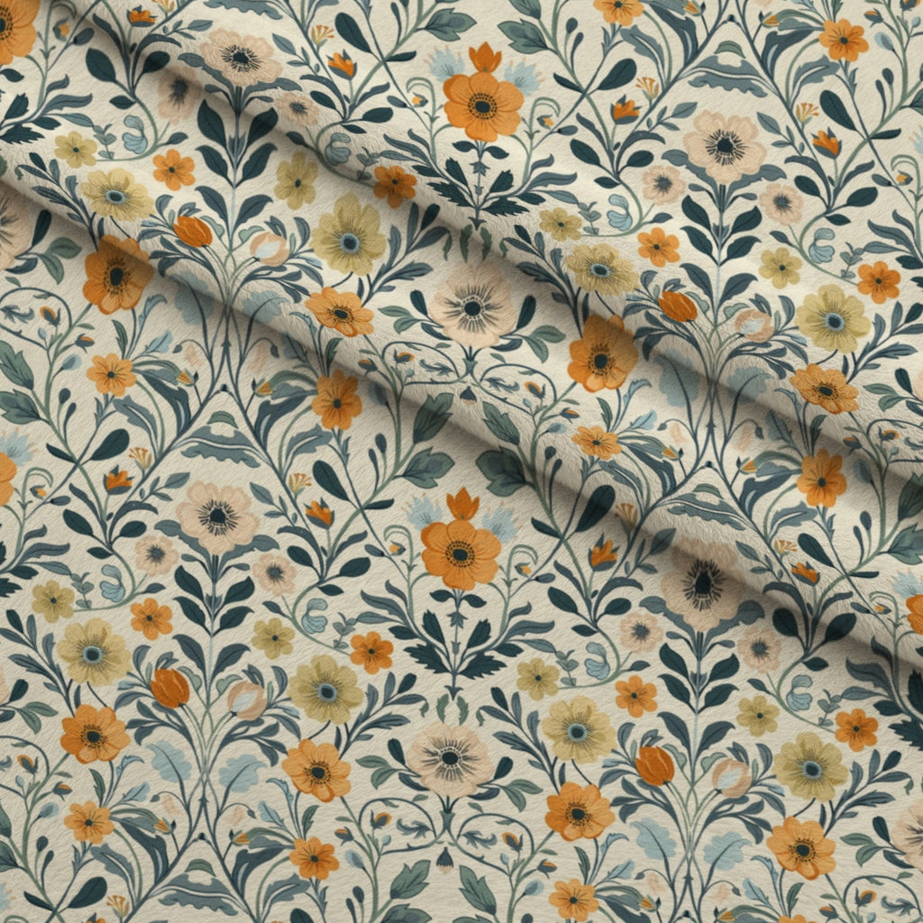 Folklore Blooms Pattern 9 Fleece Fabric — fleece fabric folded close-up preview (mv-fleece-v1:lying)
