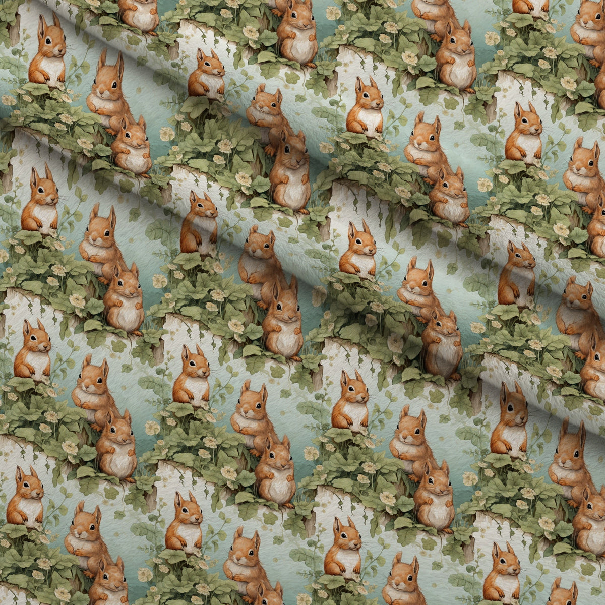 Forest Friends Pattern 1 Fleece Fabric — fleece fabric folded close-up preview (mv-fleece-v1:lying)